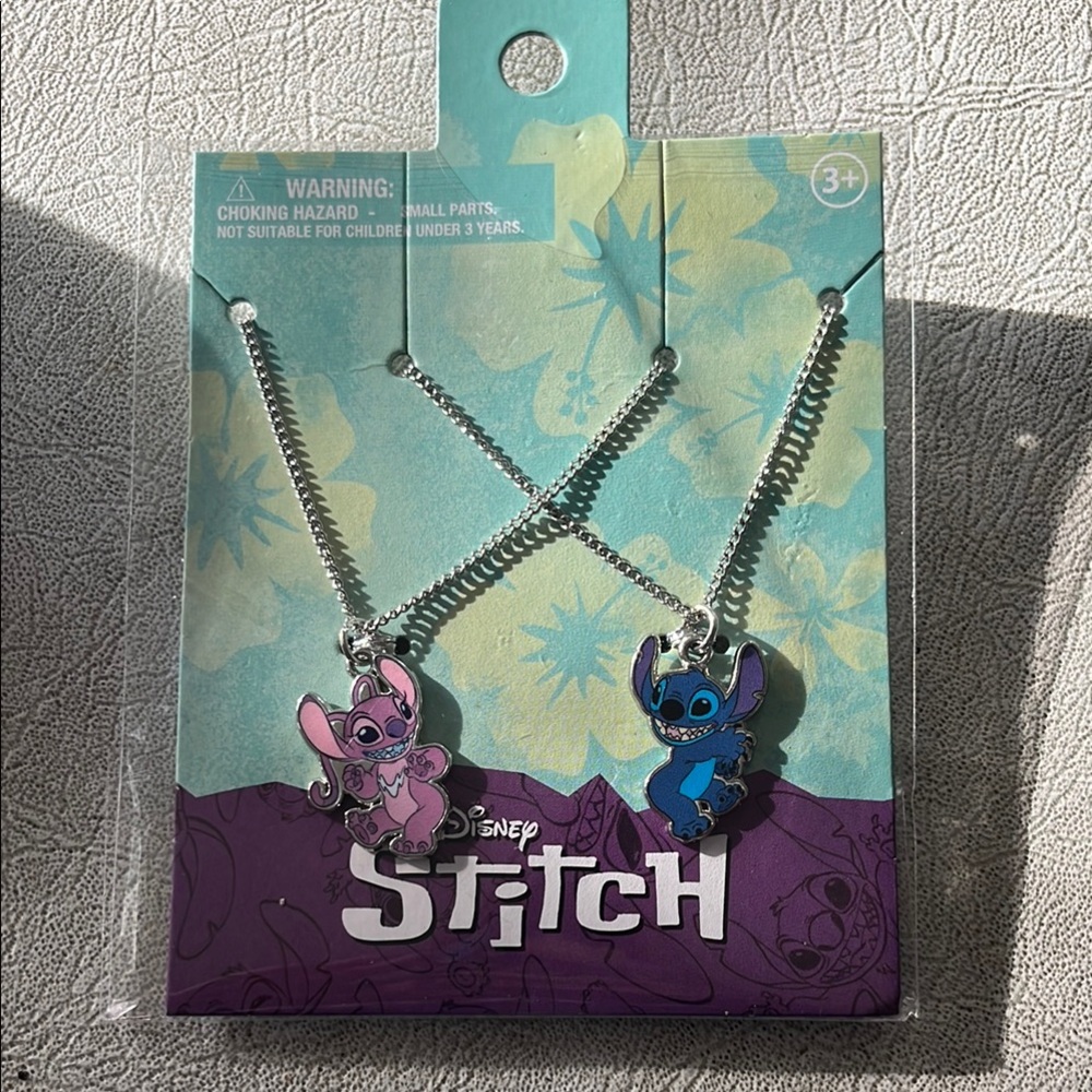 Disney Stitch and Angel Necklace Set